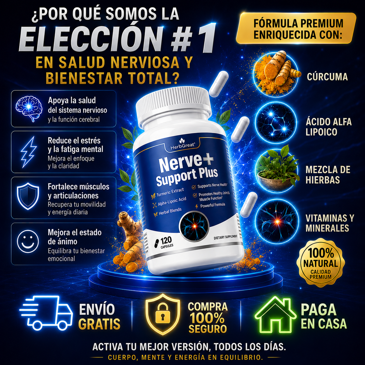 NERVIXA™ Una fórmula premium diseñada para apoyar la salud del sistema nervioso, la movilidad y el bienestar diario.