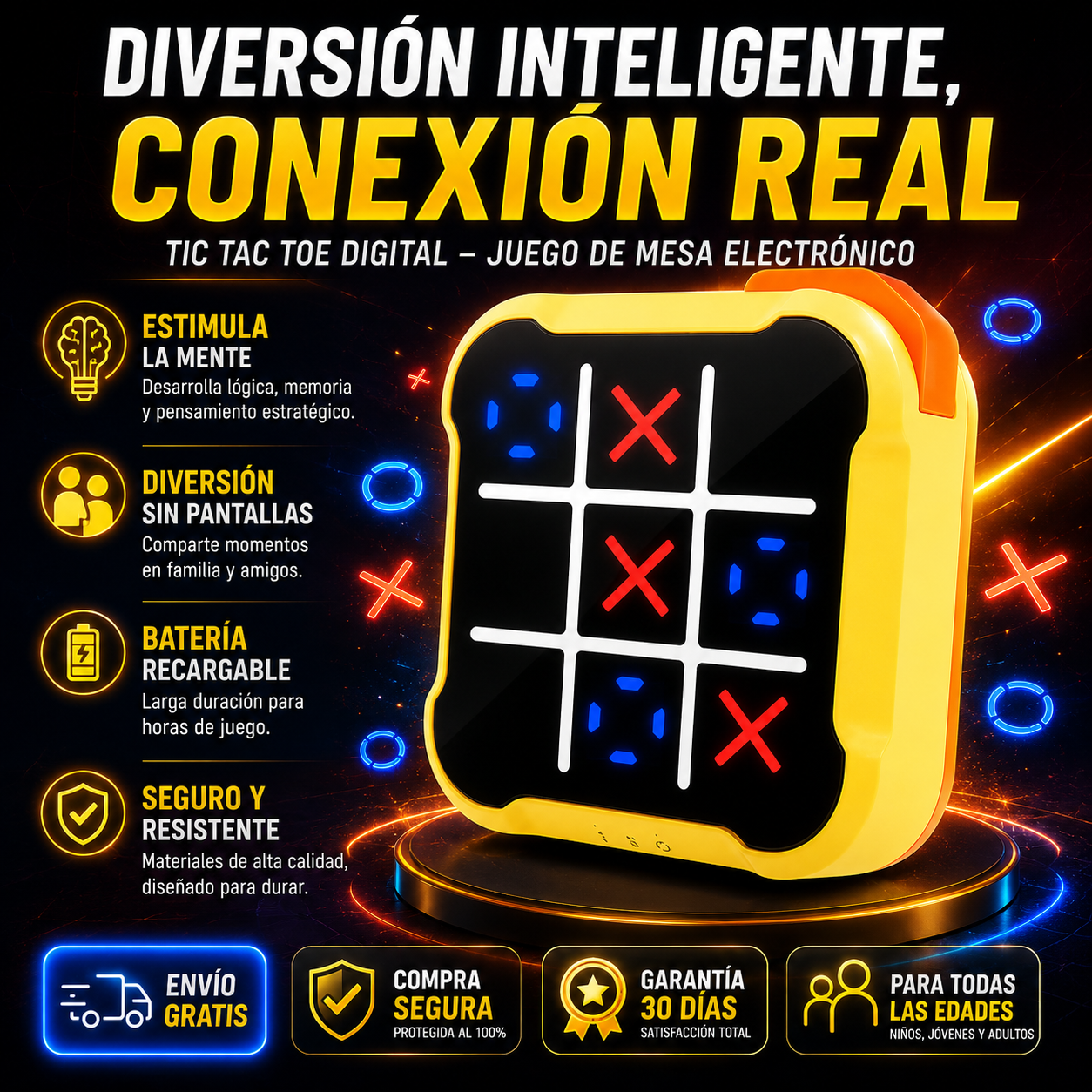 TicTac Royale™️Juego de Mesa Premium para Diversión Inteligente y Retos en Familia ✅